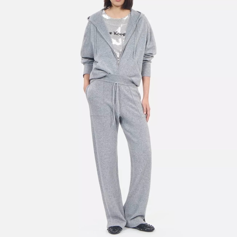 NWT The Kooples Cashmere and Wool Hoodie Sz S and Pants Sz XS Set Grey Oversized